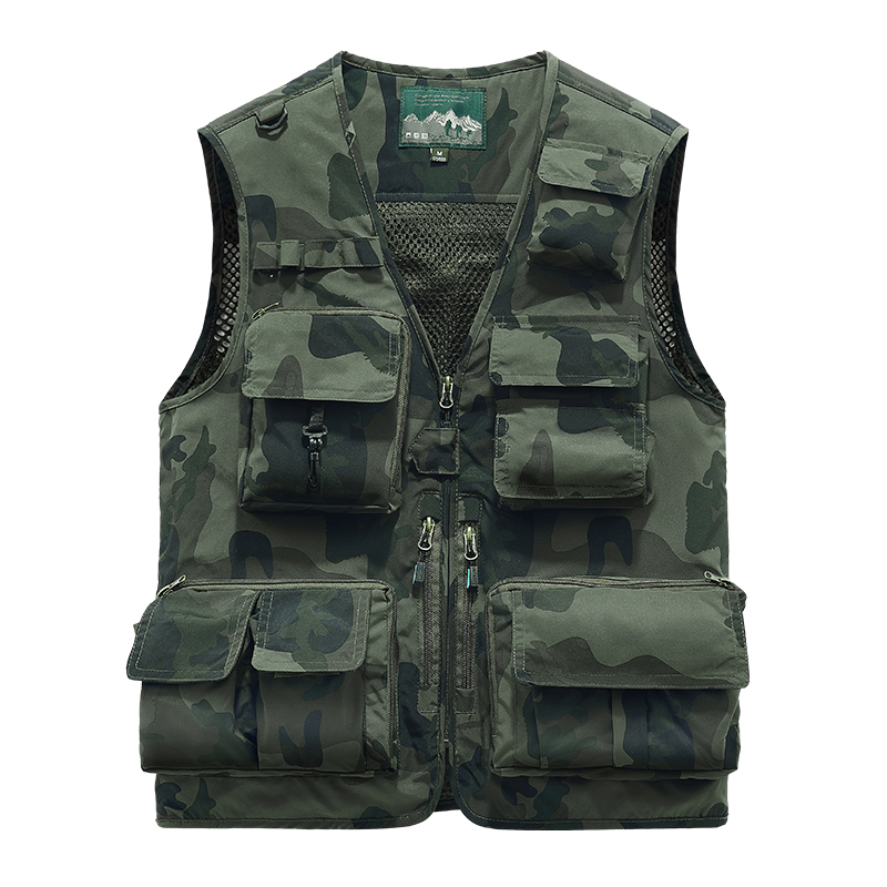 Leather Work Vest For Men - Combinaison de vêtements de pêche en