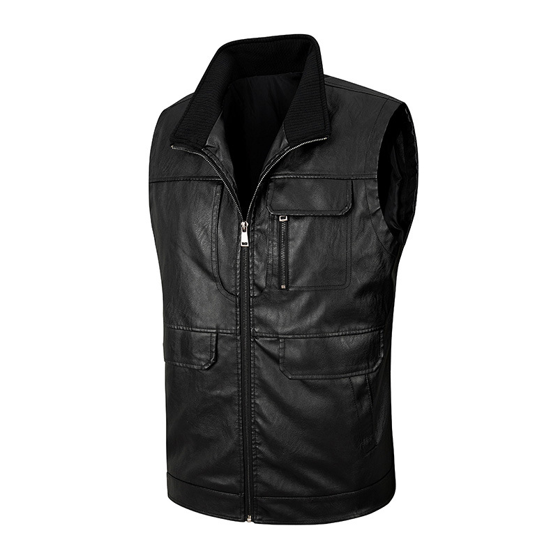 Leather Work Vest For Men - Gilet en cuir pour homme, gilet