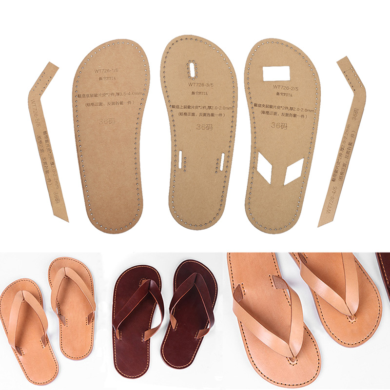 Leatherwork Patterns - WUTA-Ensemble de pantoufles en cuir unisexe