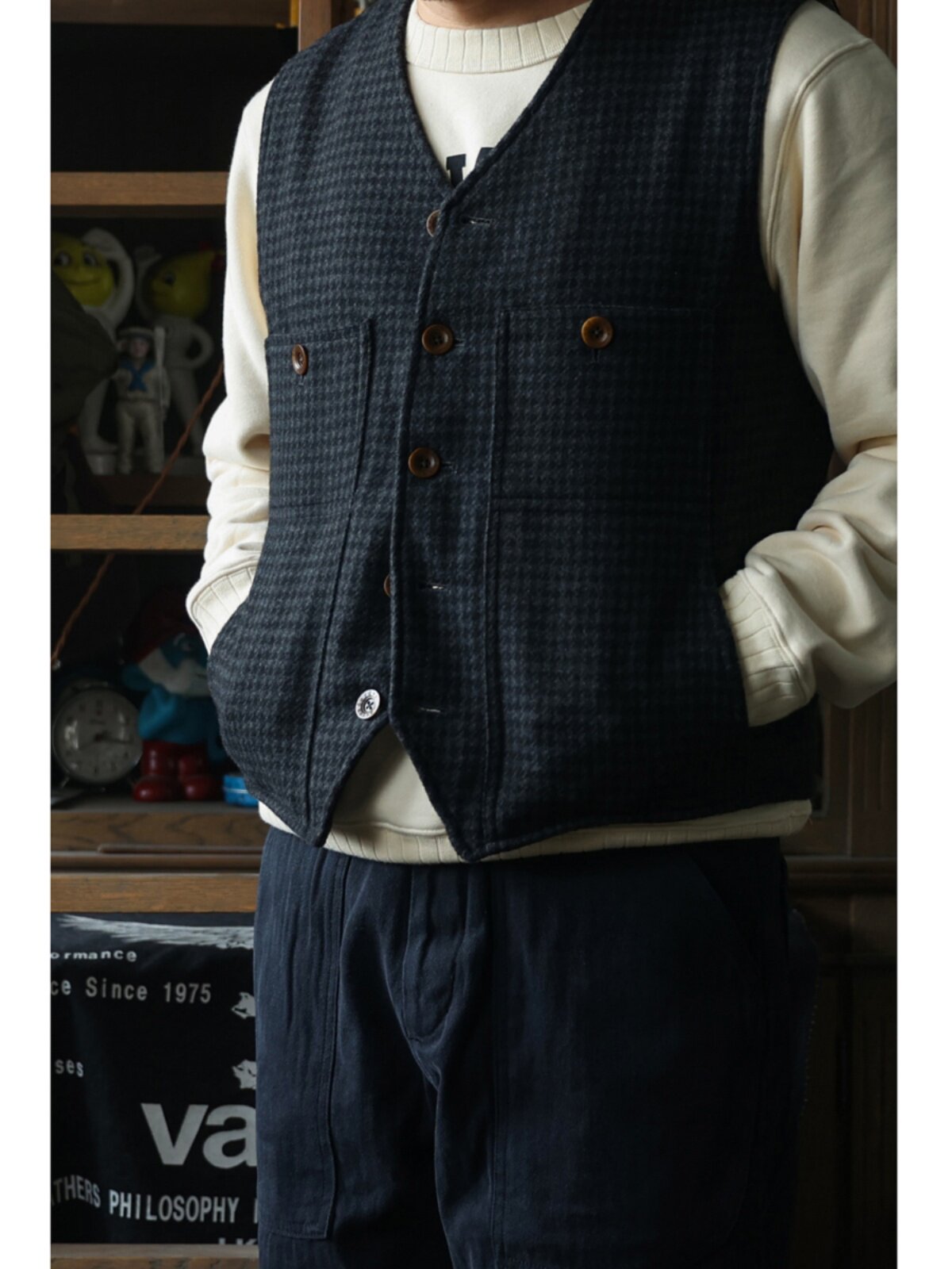 Leather Work Vest For Men - Secondorder FW24 Gilet de travail vintage