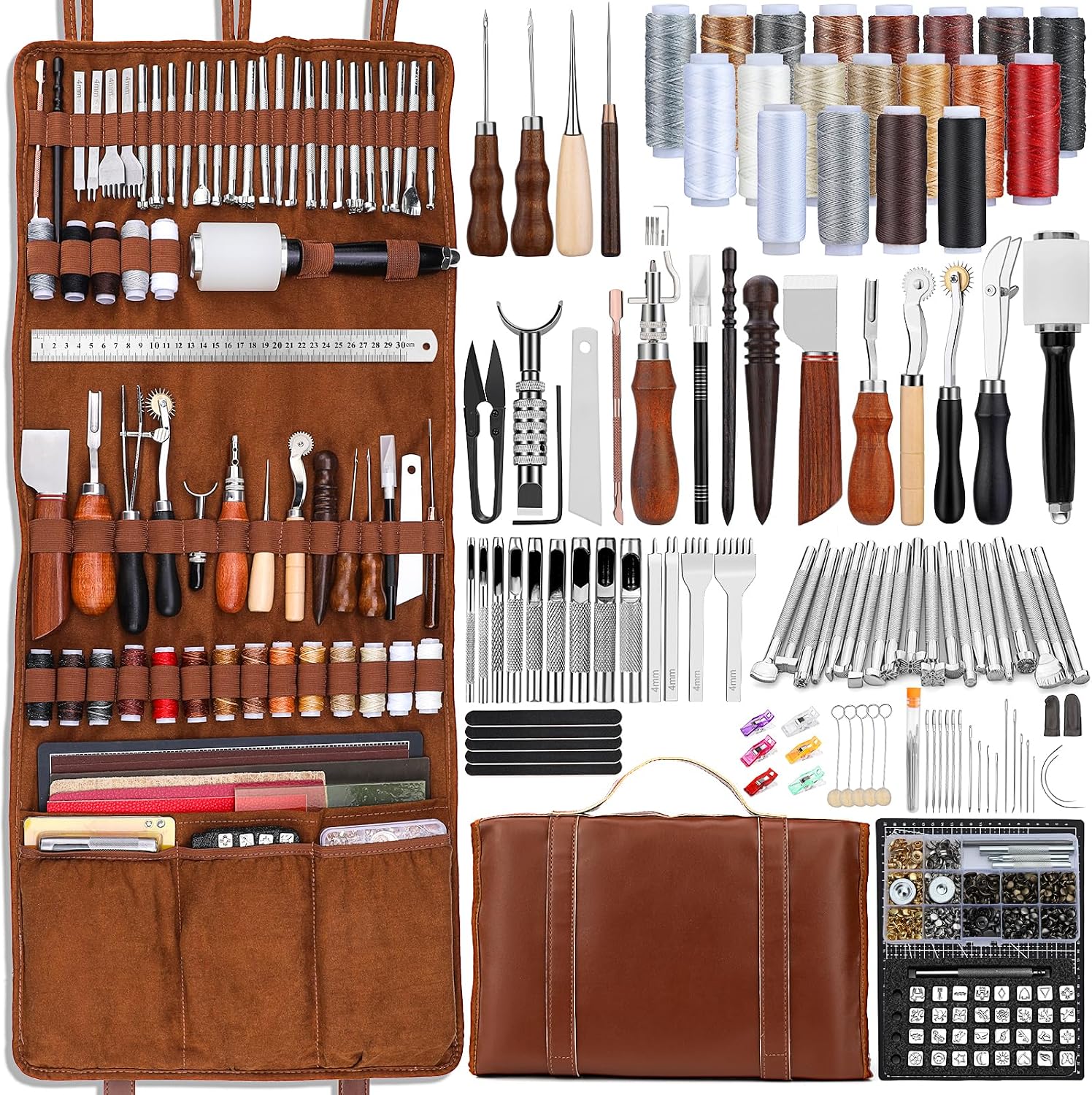 Leatherwork Craft - Kit d'outils de maroquinerie professionnel avec