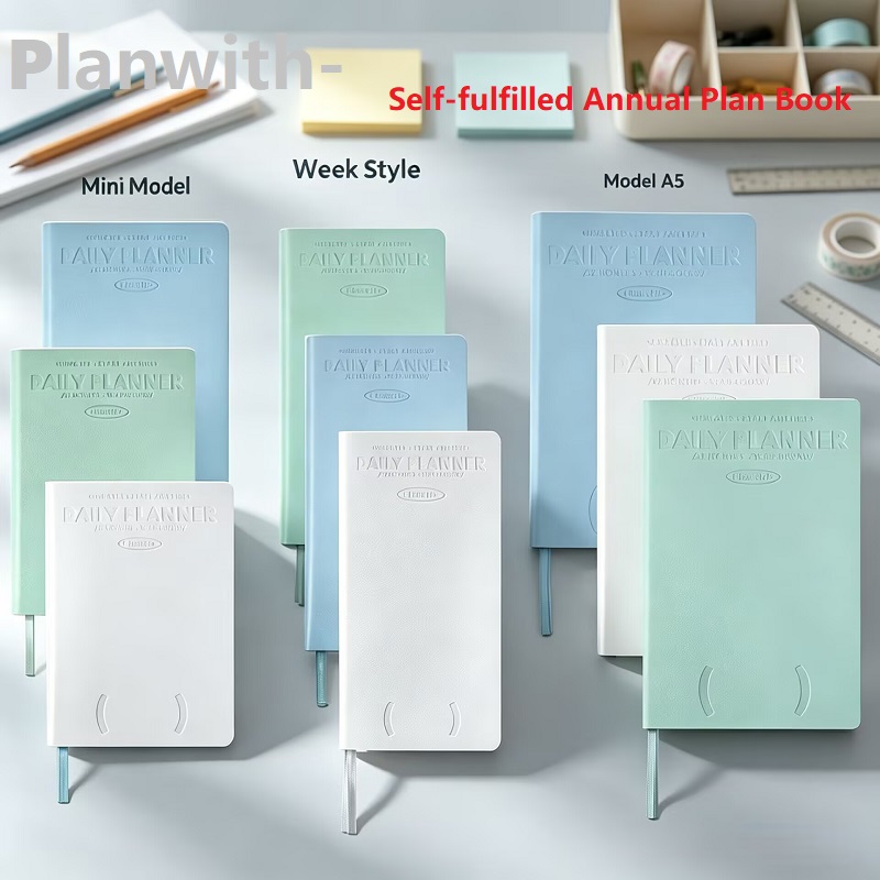 Leather Work Diary - Planwith Agenda annuel auto-daté, carnet de