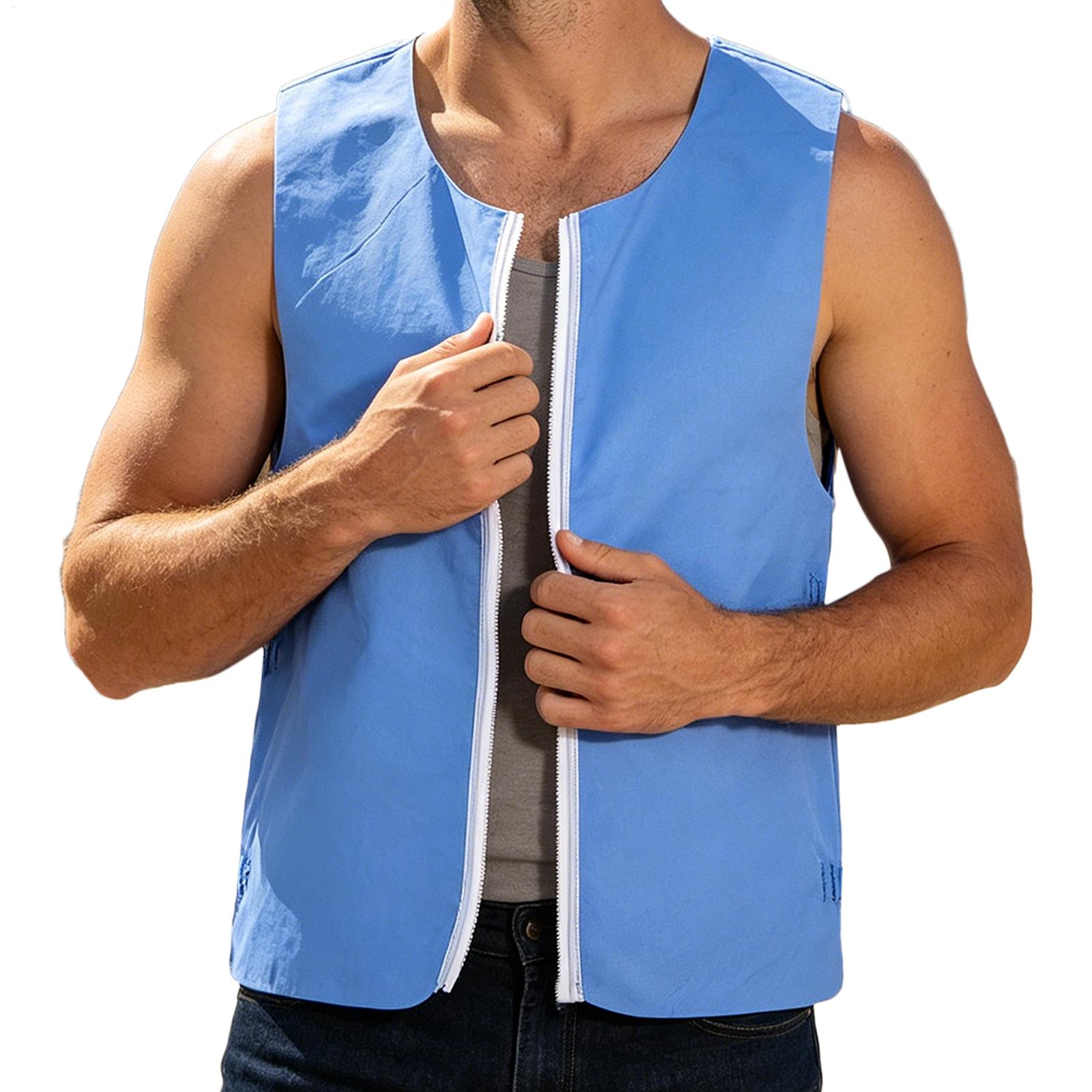 Leather Work Vest For Men - Gilet rafraîchissant réutilisable, léger, à ouverture