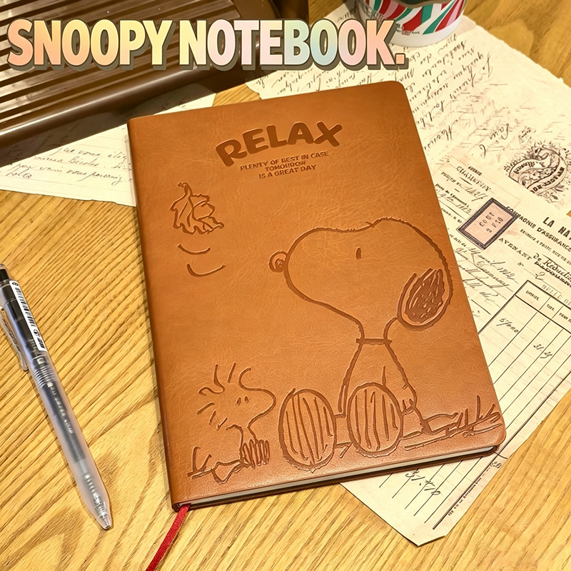 Leather Work Diary - Carnet en cuir A5 vintage Snoopy,