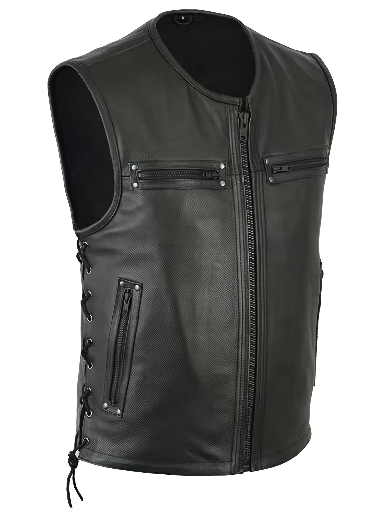 Gilet en cuir uni pour homme,  - Leather Work Vest For Men avis et prix