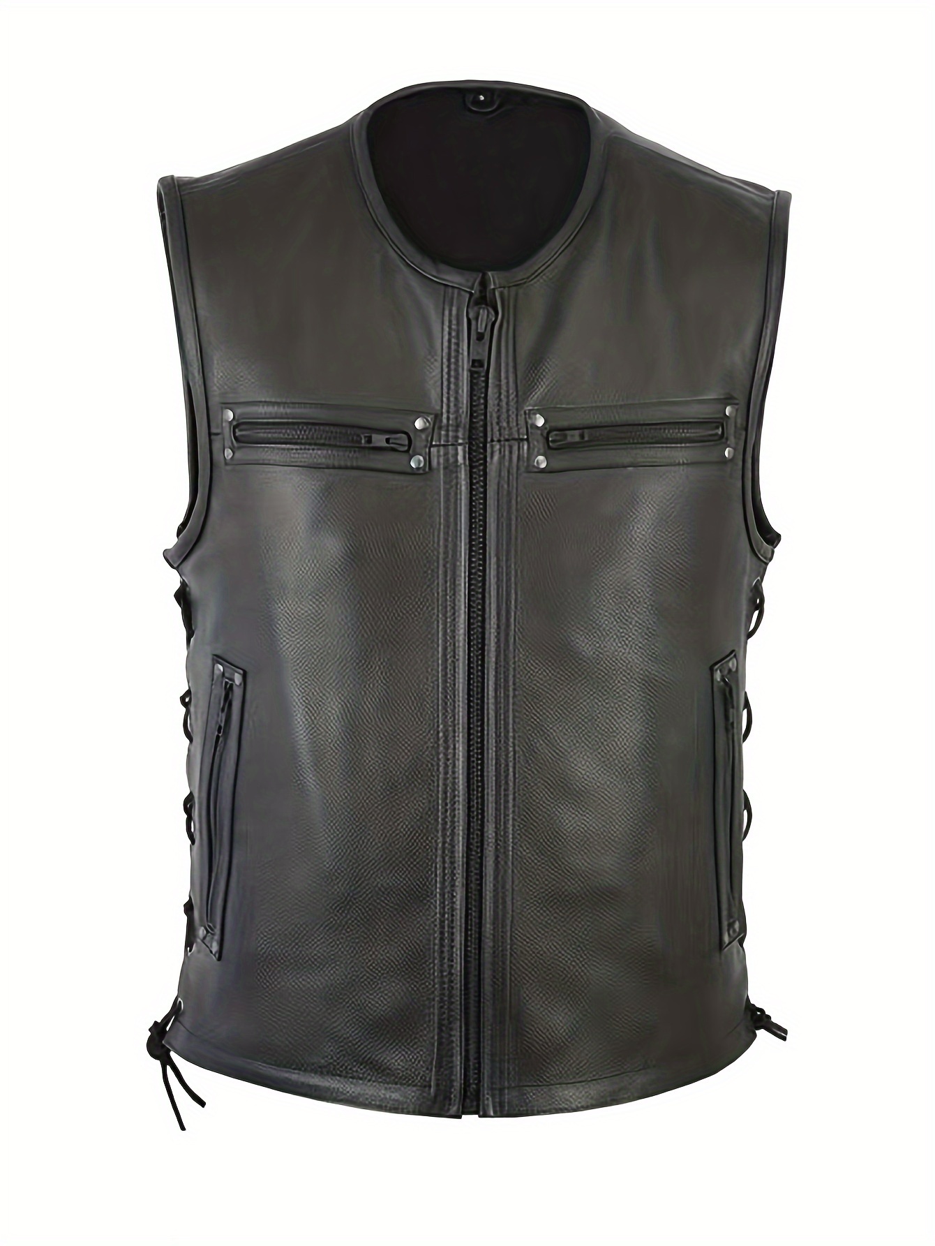 Gilet en cuir uni pour homme,  - Leather Work Vest For Men avis et prix