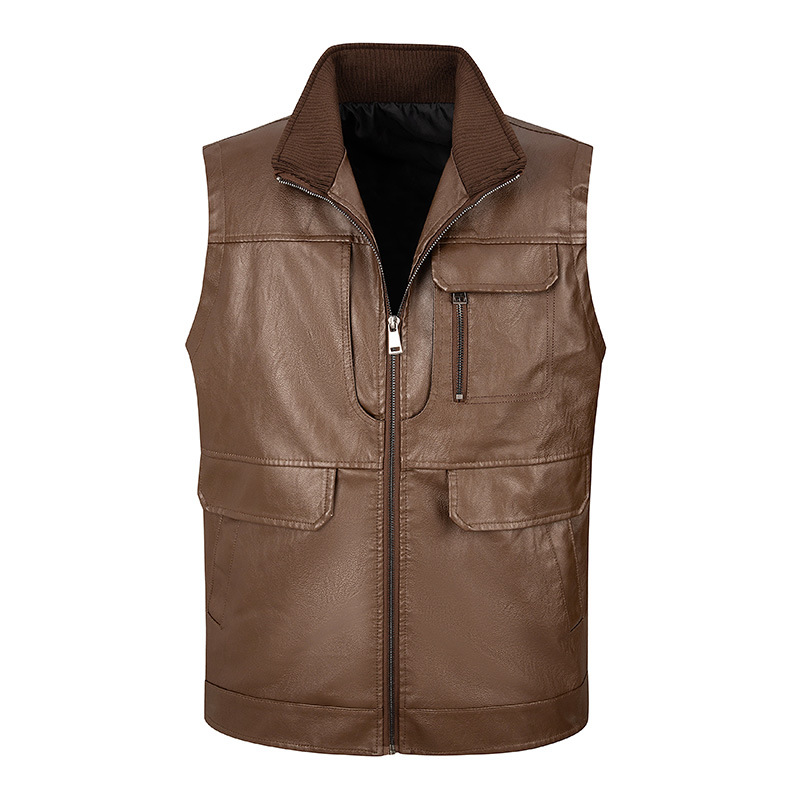 Gilet en cuir pour homme, gile - Leather Work Vest For Men avis et prix