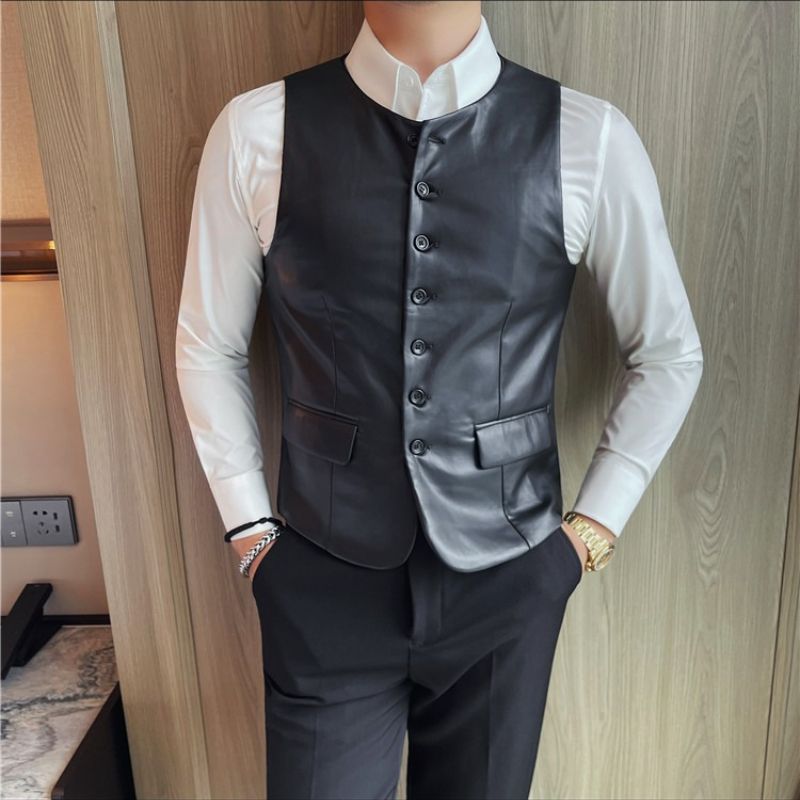 Gilet en cuir décontracté pour - Leather Work Vest For Men avis et prix