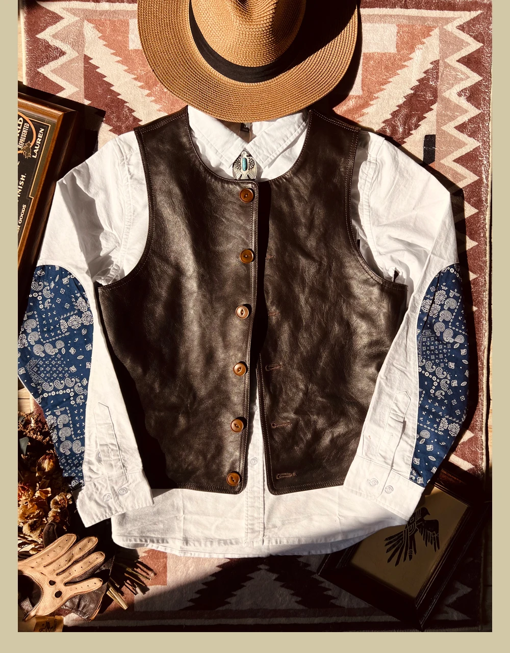 YR!-Gilet de travail plat en c - Leather Work Vest For Men avis et prix