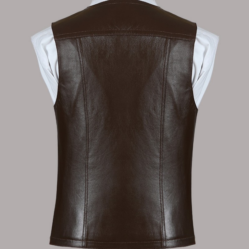 Gilet en peau de mouton en cui - Leather Work Vest For Men avis et prix